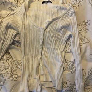 White Brandy Melville Knit Button-Up Long Sleeve